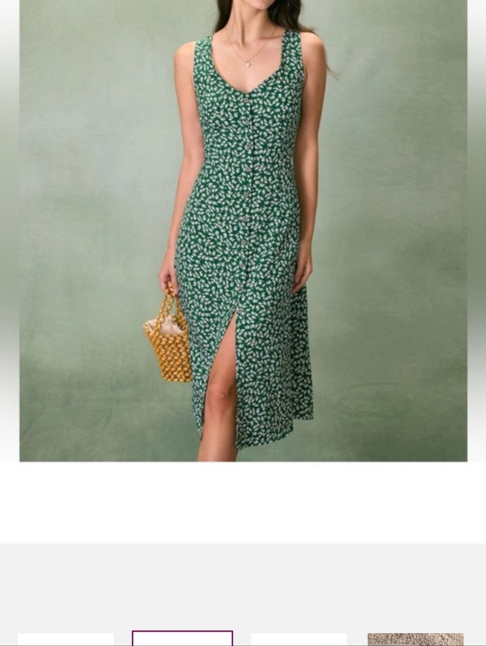 RIHOAS Green Floral V-Neck Midi Dress